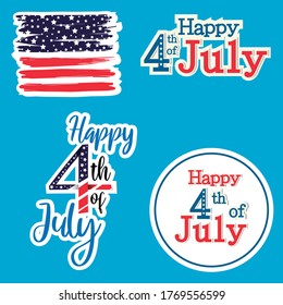 sticker for  july 4th in blue background