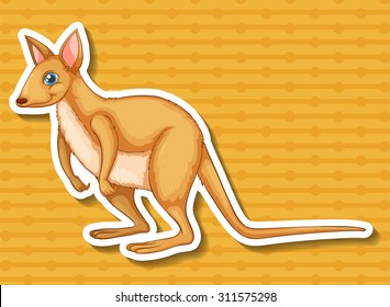 Sticker of kangaroo on yellow background illustration