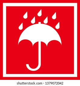 Sticker: Keep dry - fragile - do not leave to moisture - do not leave in the rain - umbrella