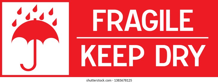 Sticker: Keep dry - fragile - do not leave to moisture - do not leave in the rain - umbrella