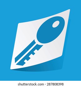 Sticker with key icon, isolated on blue