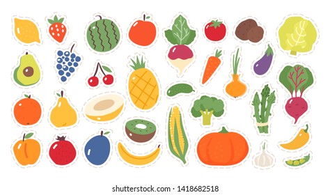 Sticker For Kids. Fruit And Vegetables