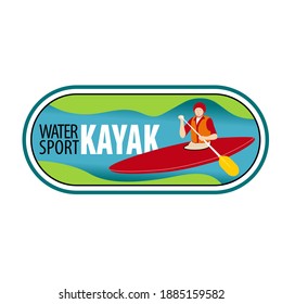 Sticker, label or badge for sport kayaking adventure.