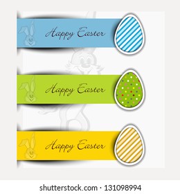 Sticker, label or banner with egg for Happy Easter.