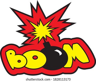 bomba de etiqueta de pegatina con explosión