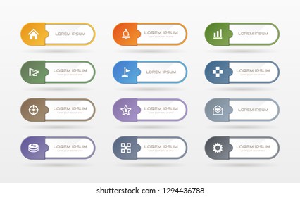 Sticker label with business icons set
