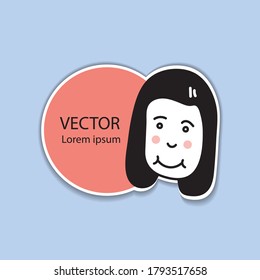 Sticker label with cute girl cartoon vector illustration for packaging and advertising. web icon, logo design (N0.01)