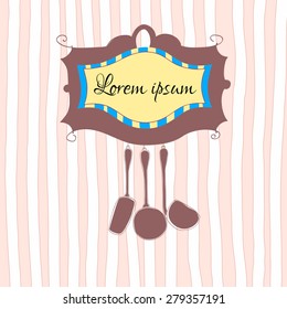 Sticker and label design for food packaging and kitchen utensils. Vector illustration