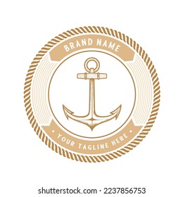 Sticker label emblem logo design. anchor icon.