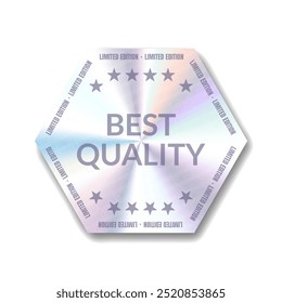 Sticker Label with holographic effect. Hologram Emblem Holographic label. Rainbow Neon sticker, Holographic label. Vector icon png Tag illustration. Symbol shape isolated on transparent background