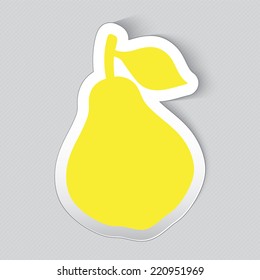 Sticker label in a shape of pear. Bright colorful design element. Eps 10 vector illustration.