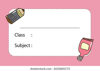 Sticker label student on the book.
