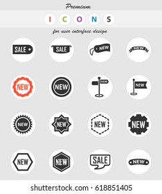 sticker and label vector icons for user interface design