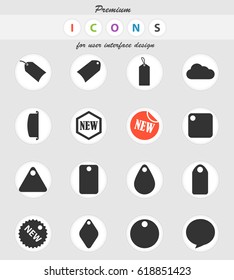 sticker and label vector icons for user interface design