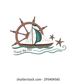 Sticker Labels marine theme hand drawing, excellent vector illustration, EPS 10