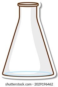 Sticker laboratory glassware on white background illustration