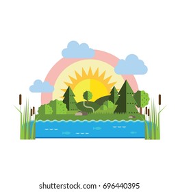 Sticker landscape sunset