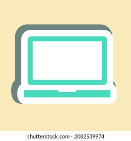 Portátil adhesivo, ilustración simple, trazo editable, vector de plantilla de diseño, bueno para impresiones, carteles, anuncios, anuncios, gráficos de información, etc.
