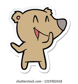 sticker of a laughing bear cartoon