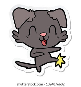 sticker of a laughing cartoon dog