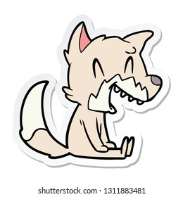 sticker of a laughing fox cartoon
