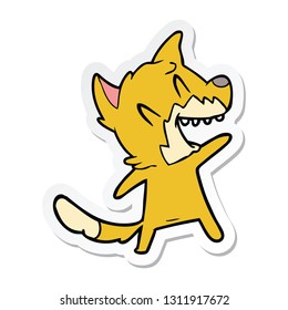 sticker of a laughing fox cartoon
