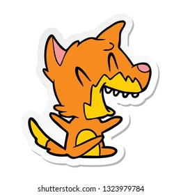 sticker of a laughing fox cartoon
