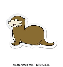 sticker of a laughing otter cartoon