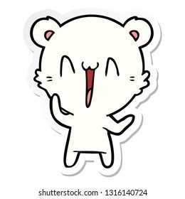 sticker of a laughing polar bear cartoon