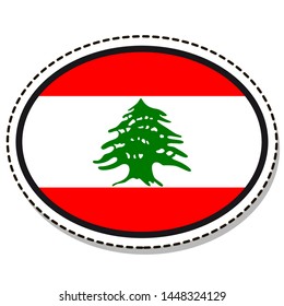 Sticker Lebanon flag button, social media communication sign, flat business oval icon.