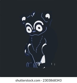 Sticker Lemur white outline. flat vector illustration