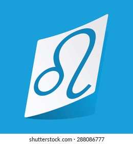 Sticker with Leo zodiac symbol, isolated on blue