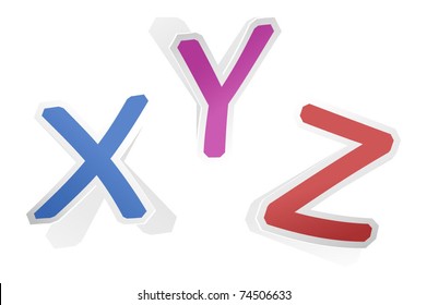 Sticker letters. Vector alphabet set.