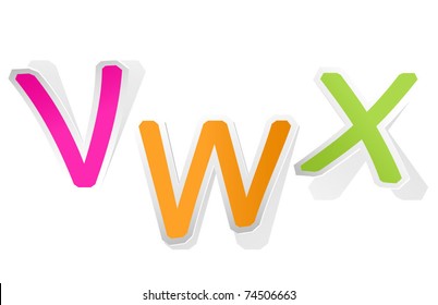 Sticker letters. Vector alphabet set.