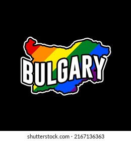 Sticker with LGBT flag map of Bulgary. Vector rainbow map of Bulgary in colors of LGBT (lesbian, gay, bisexual, and transgender) pride flag.