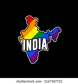 Vektor Stok Sticker Lgbt Flag Map India Vector (Tanpa Royalti