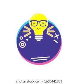 Sticker. A light bulb. Your text. Vector color icon isolated on white background.