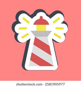 Sticker lighthouse. Traditional tattoo elements.