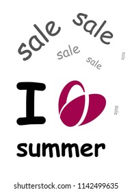 Sticker. I like summer. Sale.