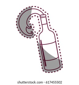 sticker line bottle splashing wine icon