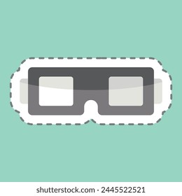 Sticker line cut 3D Glasses. related to Entertainment symbol. simple design illustration