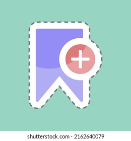 Sticker line cut Add Bookmark. suitable for User Interface symbol. simple design editable. design template vector. simple symbol illustration