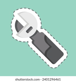 Sticker line cut Adjustable Wrench. related to Construction symbol. simple design editable. simple illustration