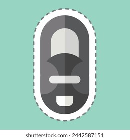 Sticker line cut African Mask. related to South Africa symbol. simple design illustration