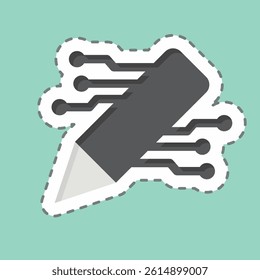 Sticker line cut AI Content Writing. related to Artificial Intelligence symbol