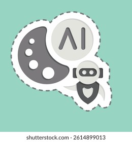 Sticker line cut AI Drawing. related to Artificial Intelligence symbol