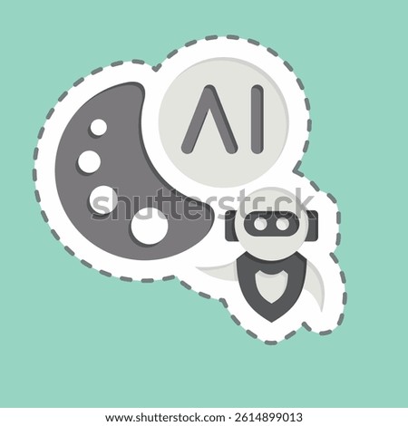 Sticker line cut AI Drawing. related to Artificial Intelligence symbol