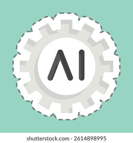 Sticker line cut AI Tools. related to Artificial Intelligence symbol