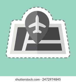 Sticker line cut Airport Location. related to Airport symbol. simple design illustration