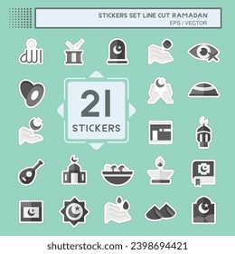 Sticker line cut Allah. related to islamic symbol. simple design editable. simple illustration